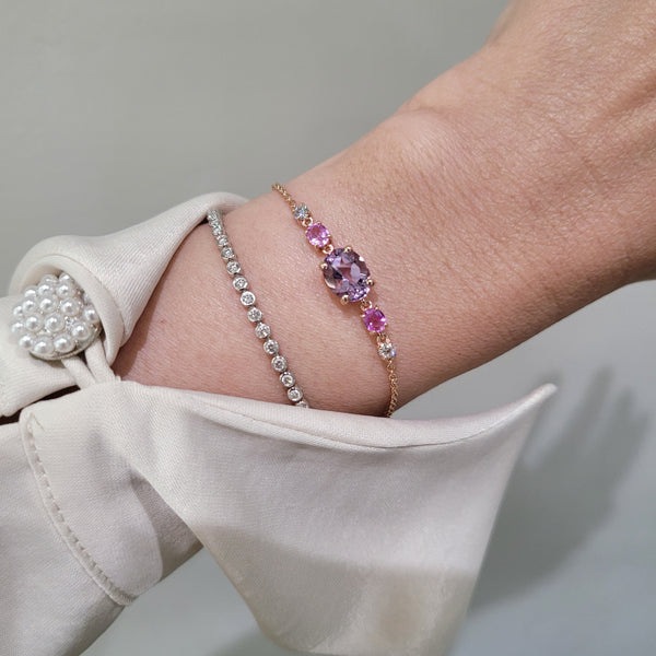 Rose de France Amethyst, Sapphire and Diamond Bracelet