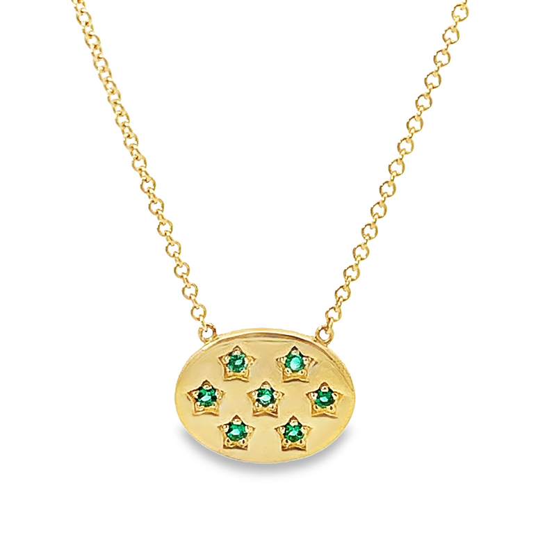 Emerald Star Disc Necklace