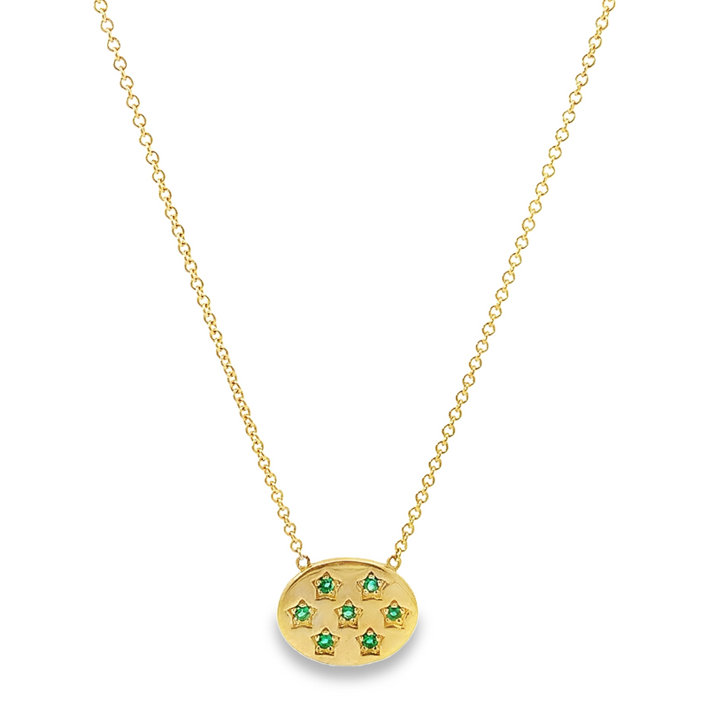 Emerald Star Disc Necklace