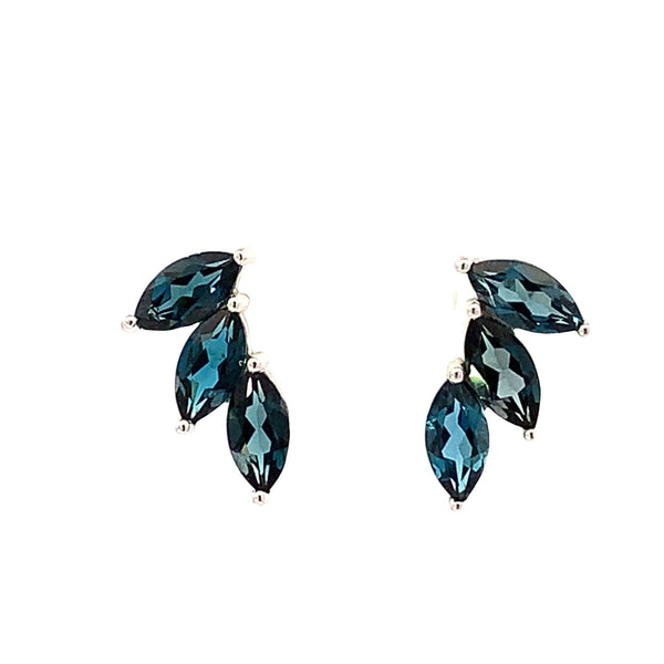 Marquise London Blue Topaz Crawler Stud Earrings - made to order