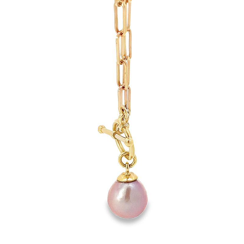 Pink Edison Pearl Paperclip Necklace