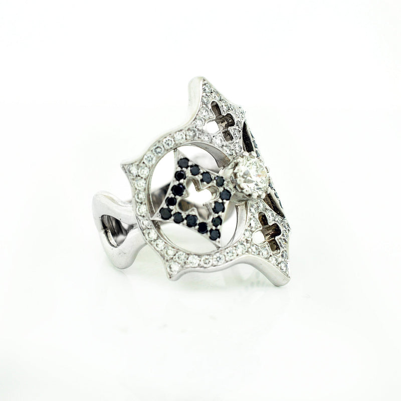 Deco Black and White Diamond Ring