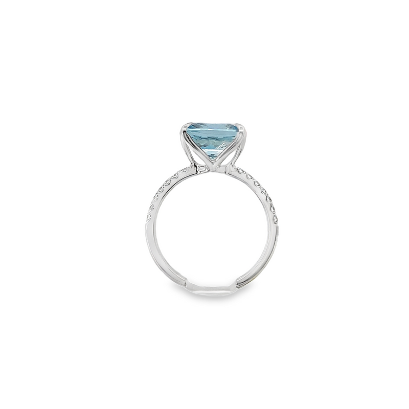 White Gold Aquamarine and Diamond Ring