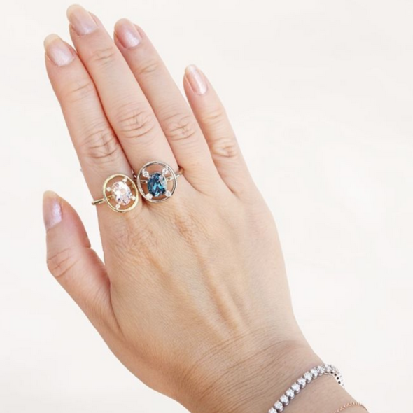 Oval Morganite and Diamond Circle Ring