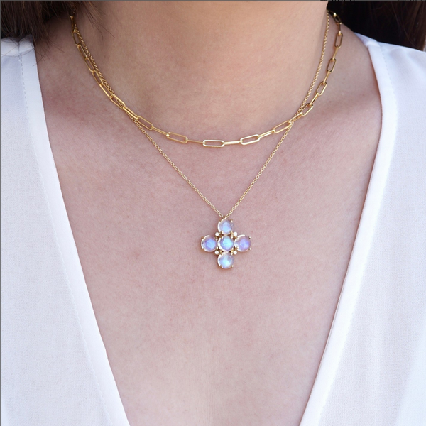 Moonstone Cross Necklace