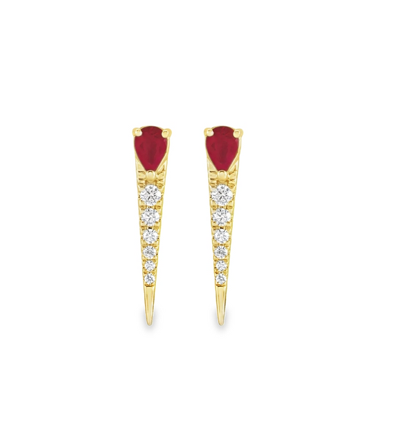 Ruby and Diamond Spike Earrings