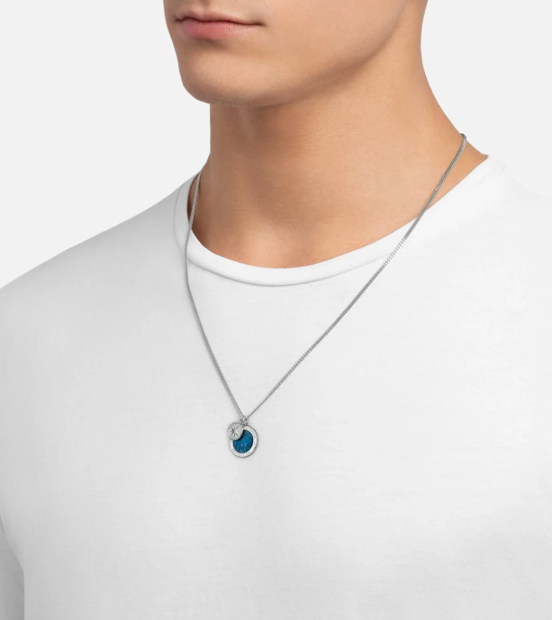 Saint Christopher Surf Necklace - blue/white and sterling silver (back order)