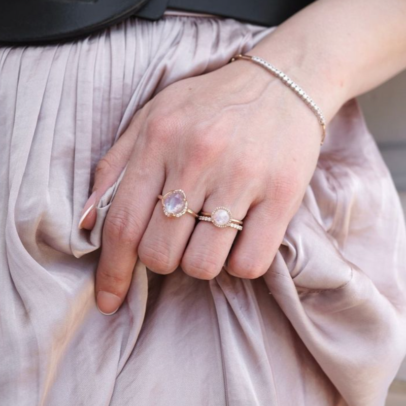 Moonstone and Diamond Accent Ring - available by special order