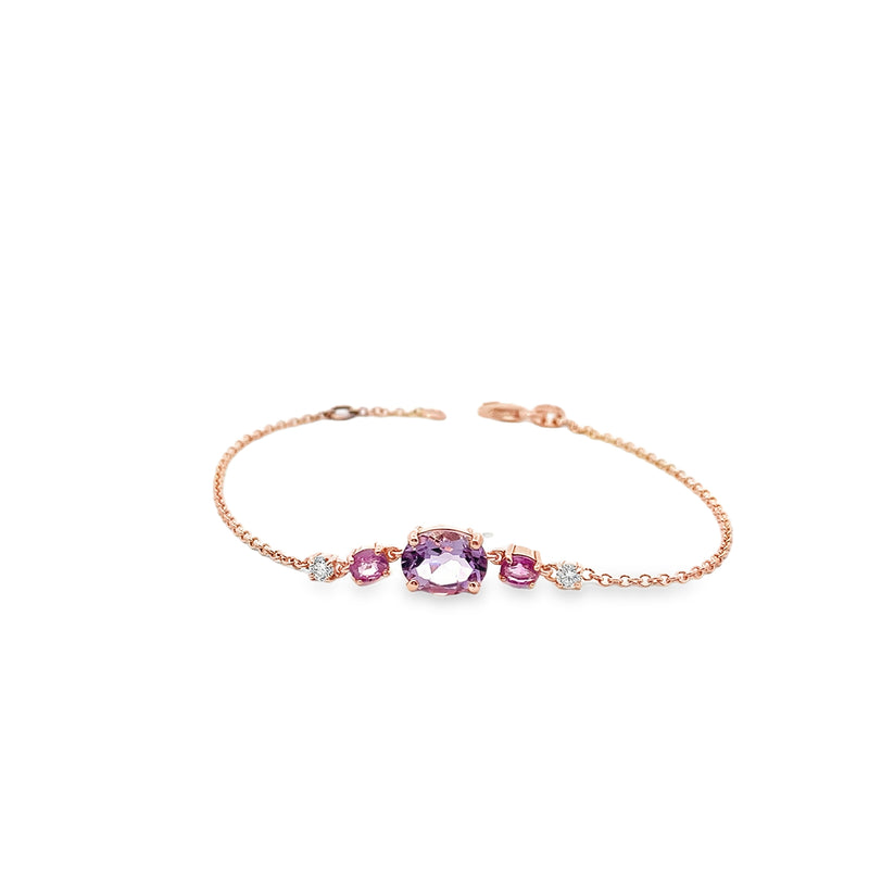 Rose de France Amethyst, Sapphire and Diamond Bracelet