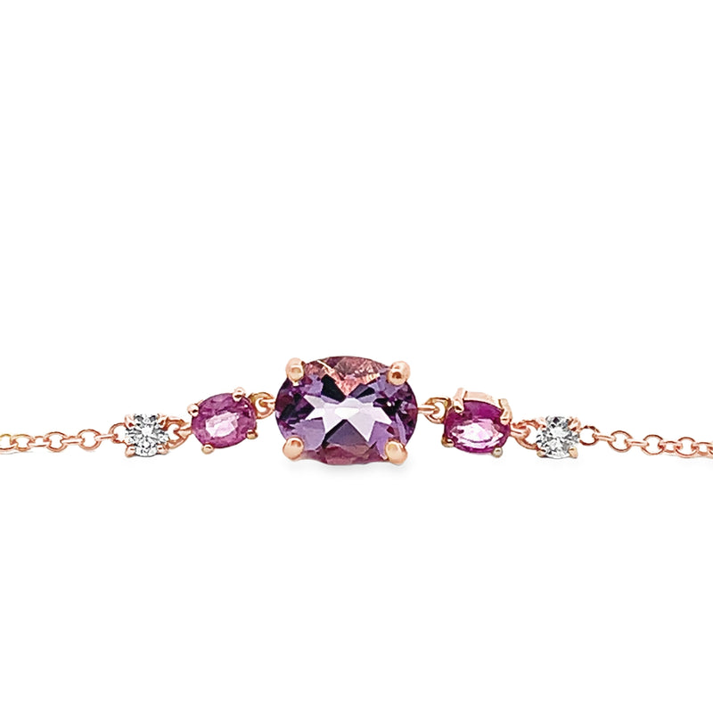 Rose de France Amethyst, Sapphire and Diamond Bracelet