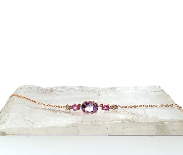 Rose de France Amethyst, Sapphire and Diamond Bracelet