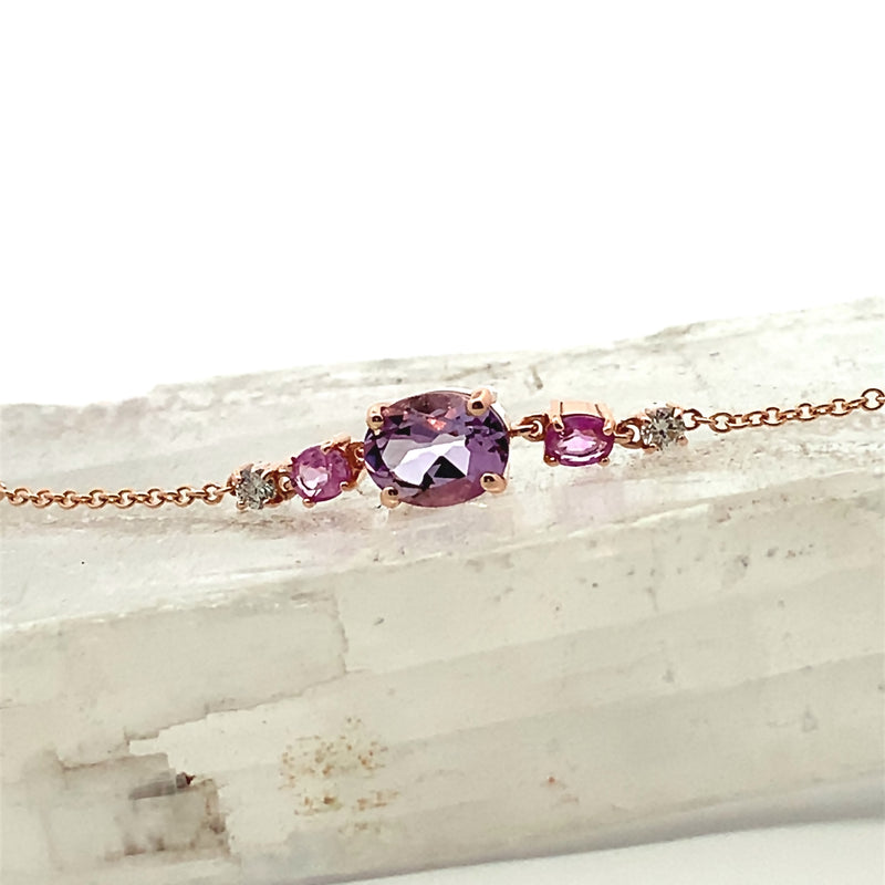 Rose de France Amethyst, Sapphire and Diamond Bracelet