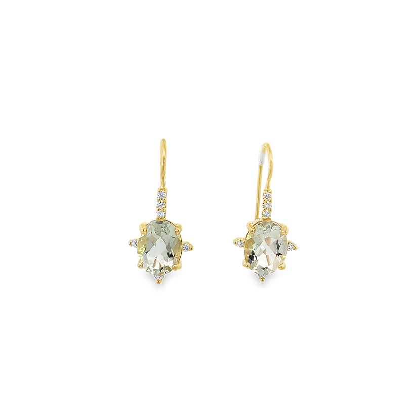 Prasiolite and Diamond Drop Earrings