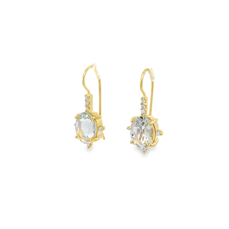 Prasiolite and Diamond Drop Earrings