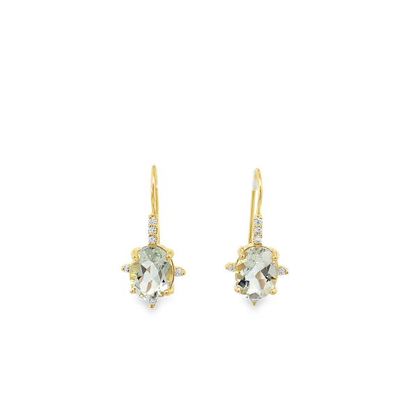 Prasiolite and Diamond Drop Earrings - made to order