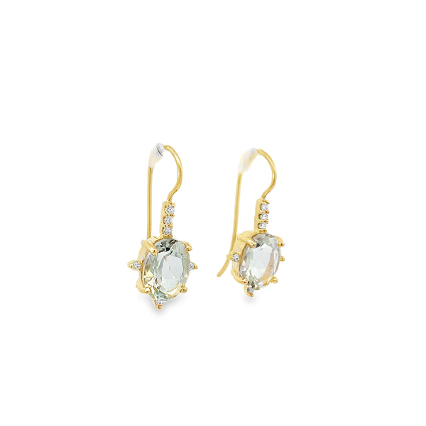 Prasiolite and Diamond Drop Earrings - made to order