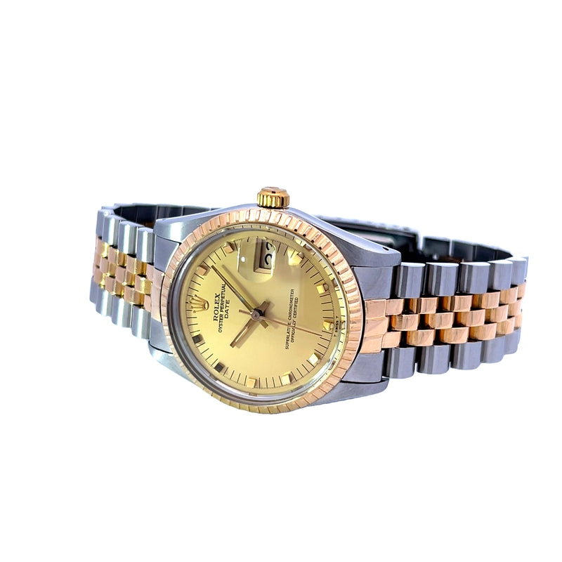 34mm Rolex Oyster Perpetual Date with faceted Gold Indicies