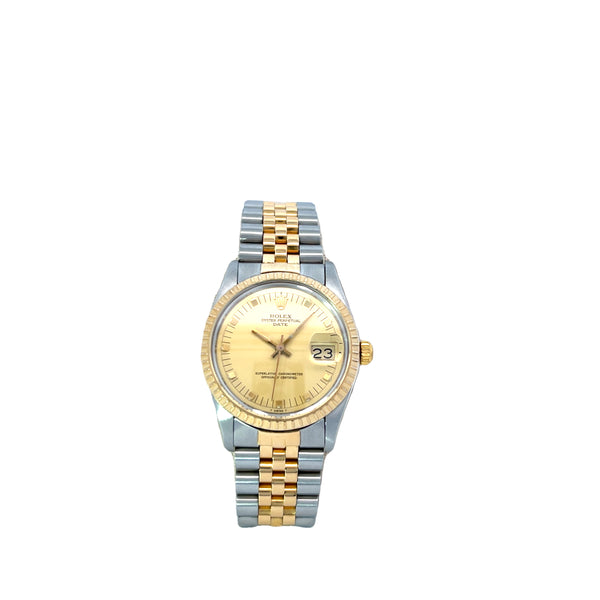 34mm Rolex Oyster Perpetual Date with faceted Gold Indicies