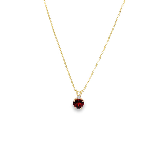 Garnet and Diamond Heart Pendant Necklace - made to order