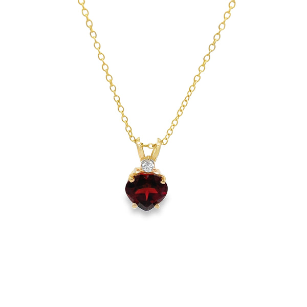 Garnet and Diamond Heart Pendant Necklace - made to order