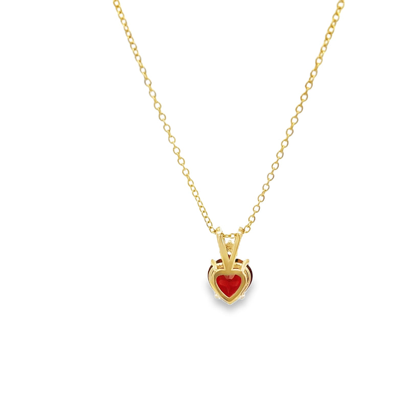 Garnet and Diamond Heart Pendant Necklace