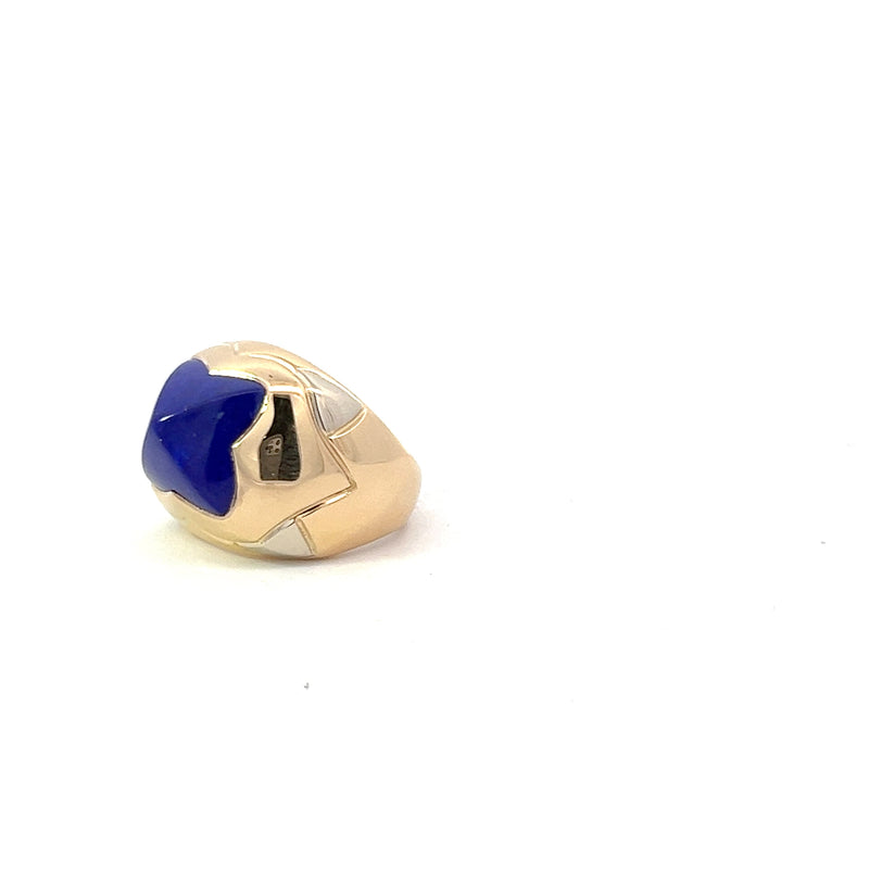 BVLGARI Lapis 18K Two-Tone Gold Pyramid Collection Cocktail Ring