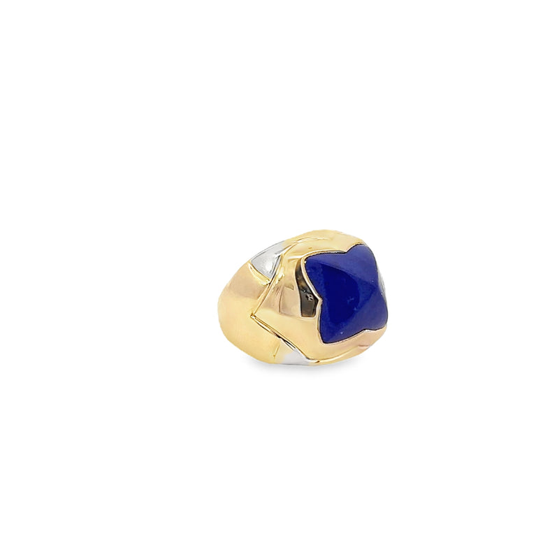 BVLGARI Lapis 18K Two-Tone Gold Pyramid Collection Cocktail Ring