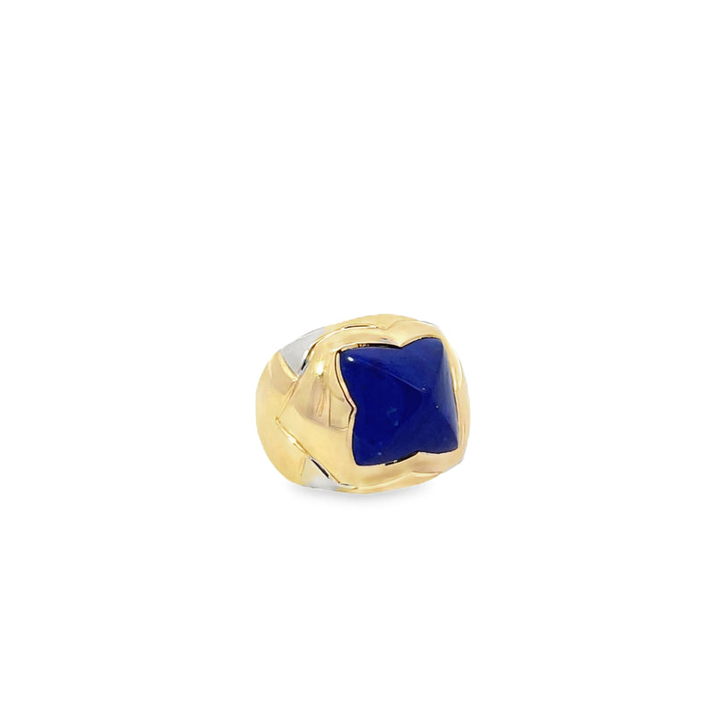 BVLGARI Lapis 18K Two-Tone Gold Pyramid Collection Cocktail Ring