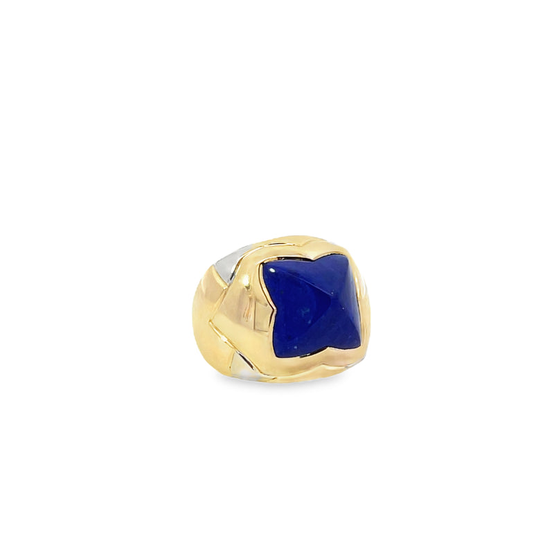 BVLGARI Lapis 18K Two-Tone Gold Pyramid Collection Cocktail Ring