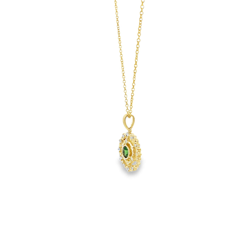 Tsavorite and Diamonds Ship's Wheel Pendant Necklace