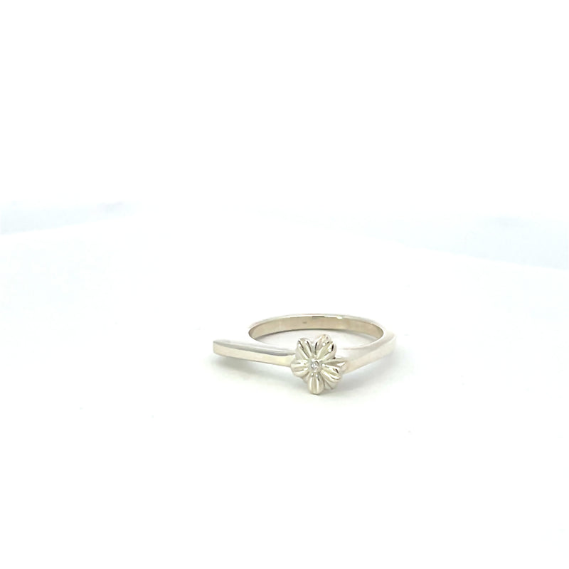 Sterling Silver Diamond Accent Flower Stacking Ring