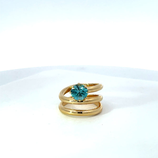 Spiral Blue Zircon Ring