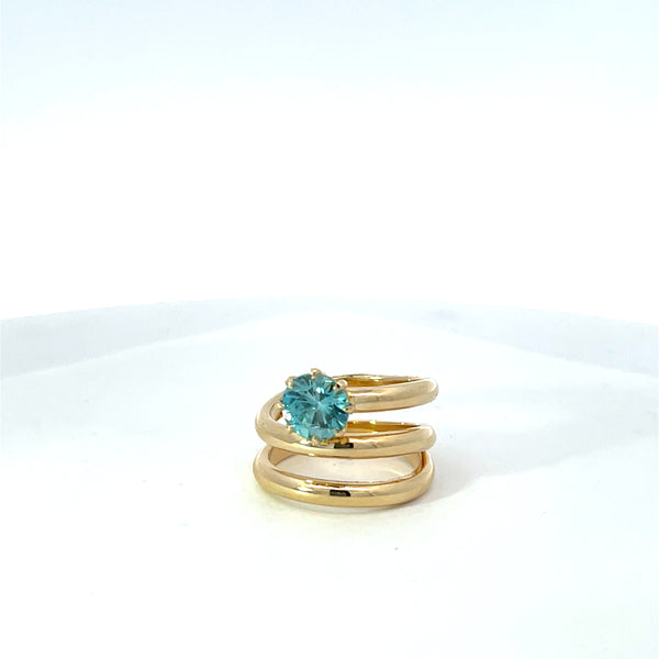 Spiral Blue Zircon Ring