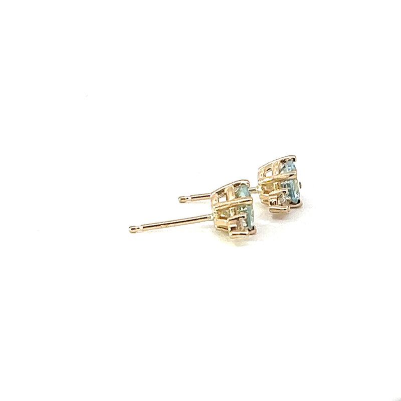 Aquamarine and Diamond Accent Stud Earrings - made to order
