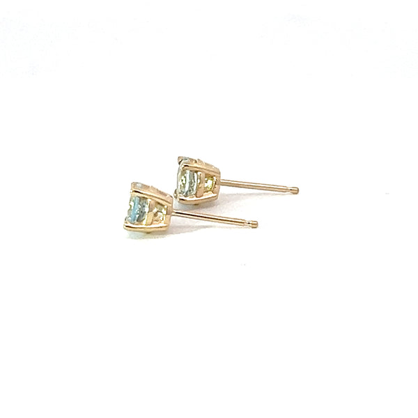 Aquamarine and Diamond Accent Stud Earrings - made to order
