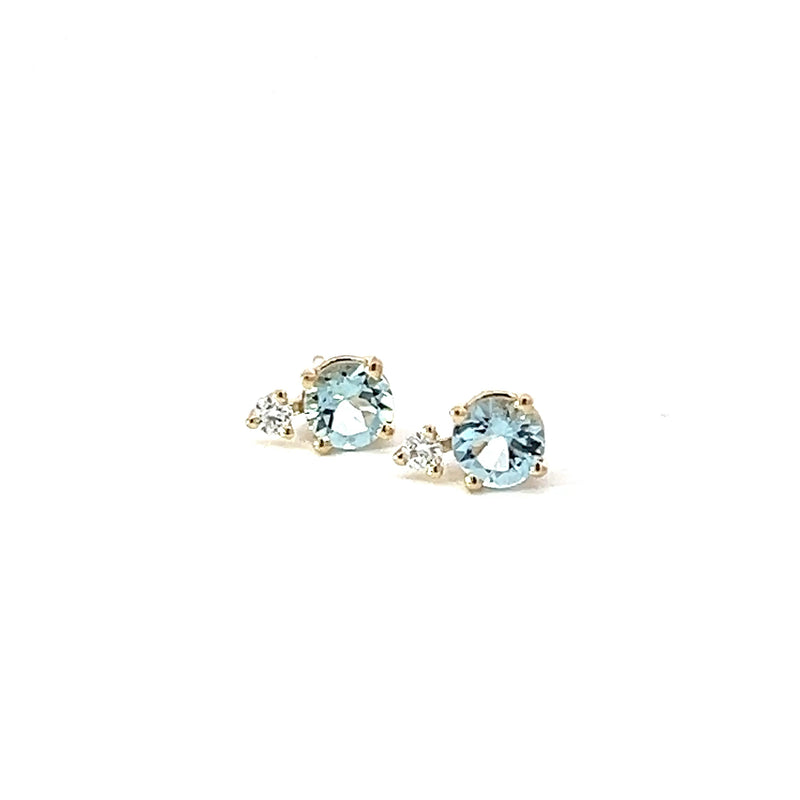 Aquamarine and Diamond Accent Stud Earrings - made to order