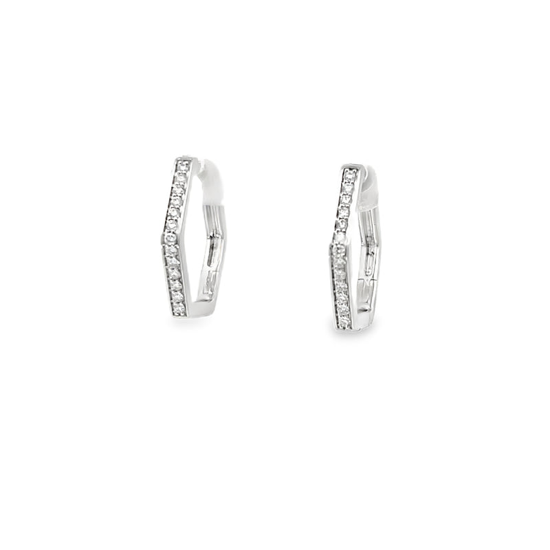 Hexagon diamond huggie earrings