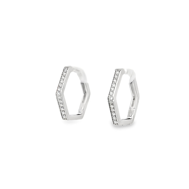 Hexagon diamond huggie earrings