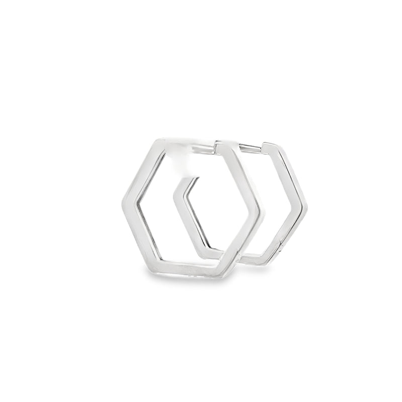 Hexagon diamond huggie earrings