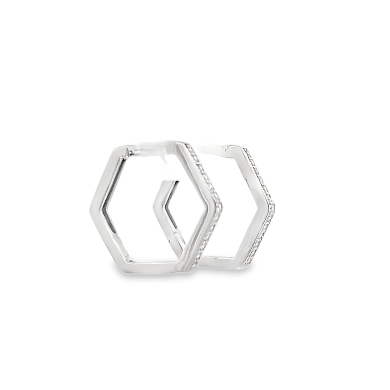 Hexagon diamond huggie earrings