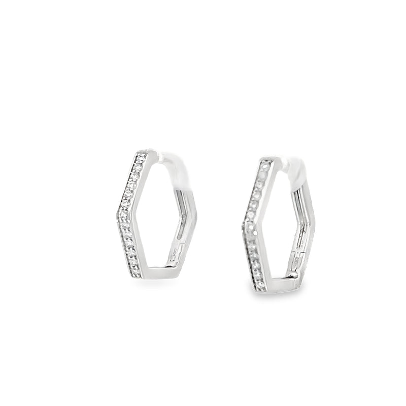 Hexagon diamond huggie earrings