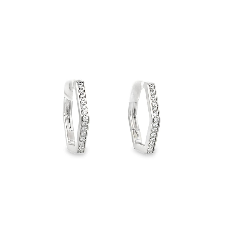 Hexagon diamond huggie earrings