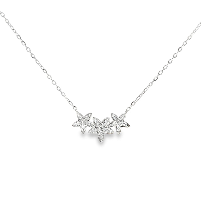 Diamond Trio of Flowers Necklace