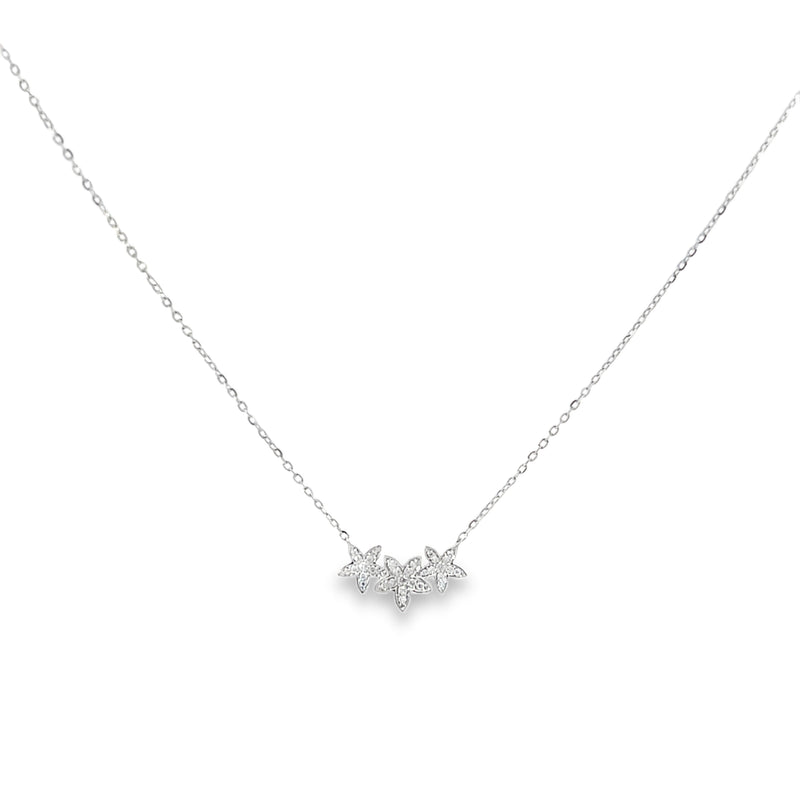 Diamond Trio of Flowers Necklace