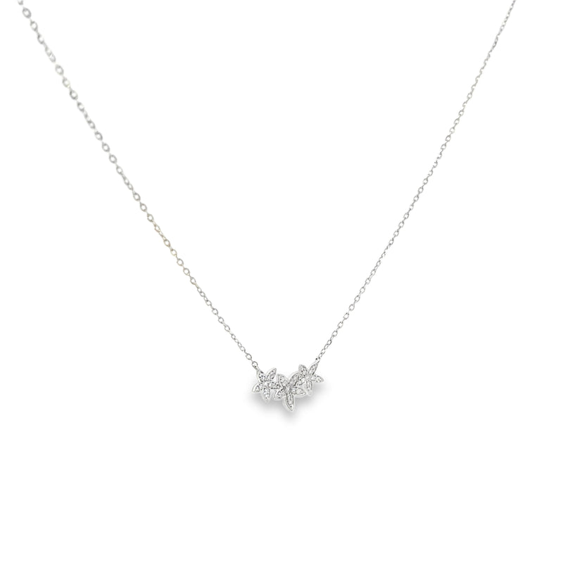 Diamond Trio of Flowers Necklace