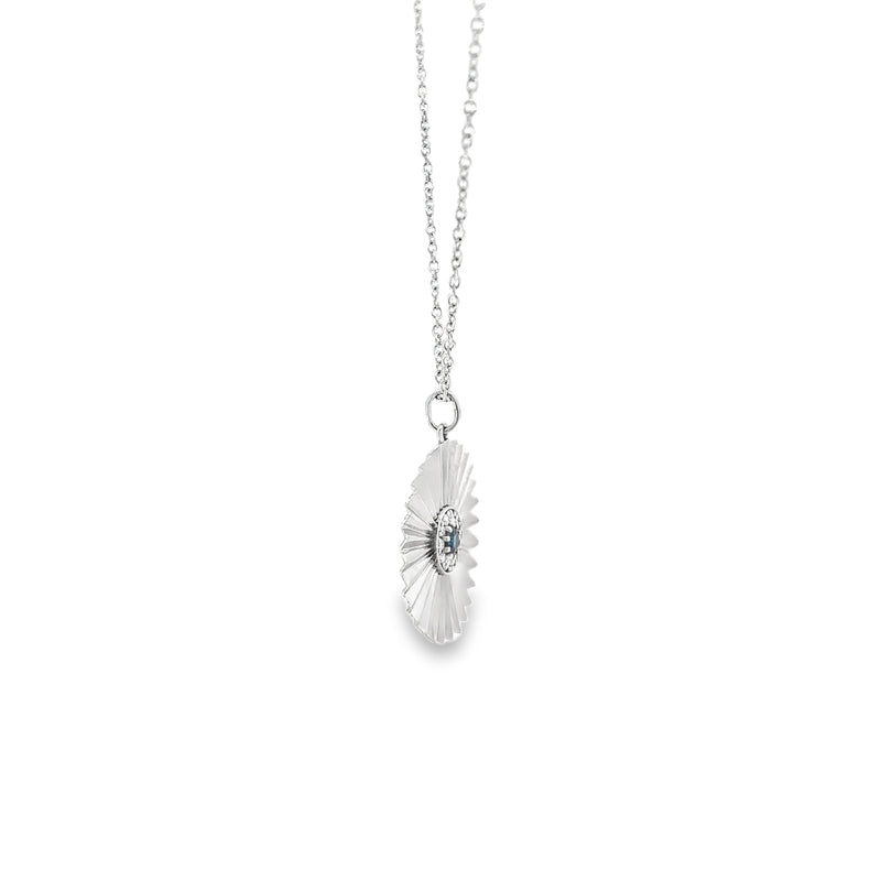 Sapphire and Diamond Halo Sunburst Necklace