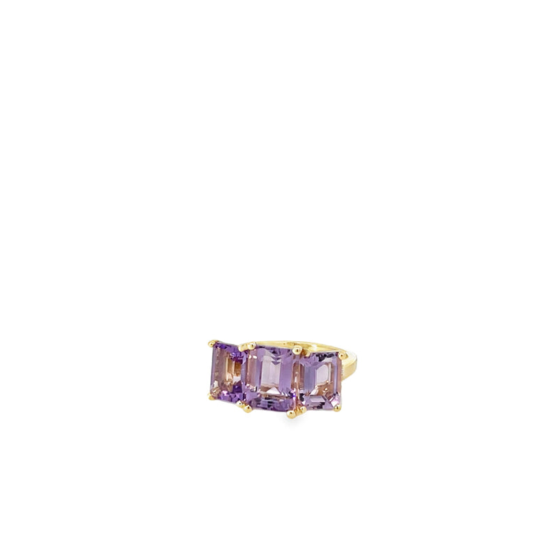 Rose de France Amethyst Trio Diamond Accent Ring