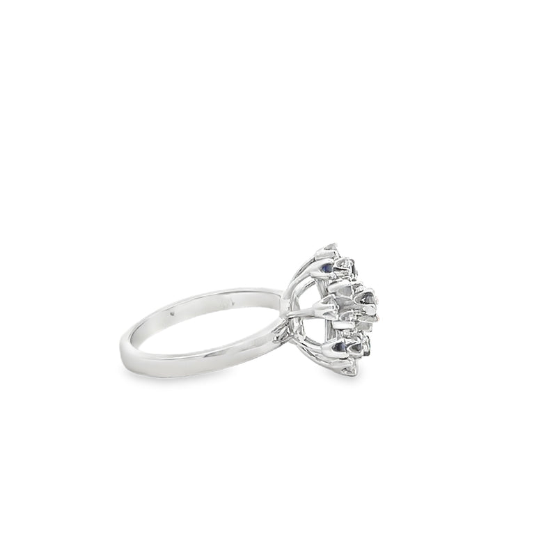 Sapphire and Diamond Cluster Ring