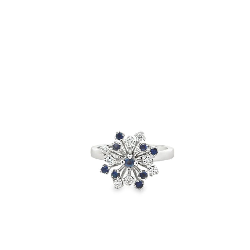 Sapphire and Diamond Cluster Ring