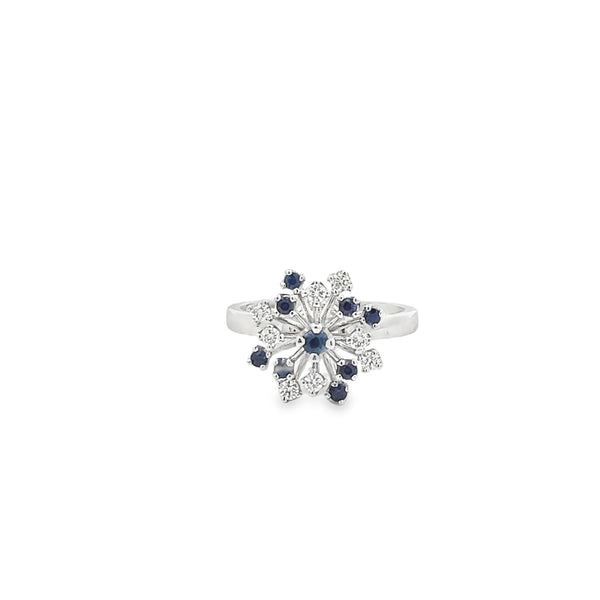 Sapphire and Diamond Cluster Ring